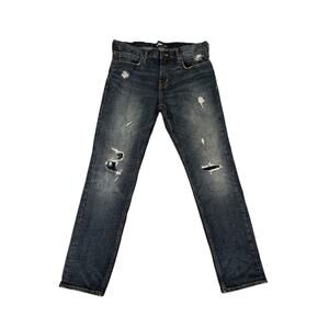 Old navy jeans men’s 34x32 slim built in flex, distressed dark wash. Medium rise